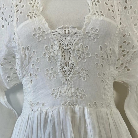 Free People White Eyelet Lottie Dress Creamy Color L - Picture 6 of 11
